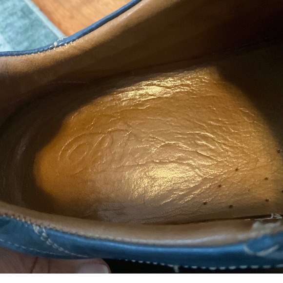 Biza Blue Leather SneakersCasual Lace-Up Walking Shoes with Jute Trim size 9 40 - Picture 4 of 7